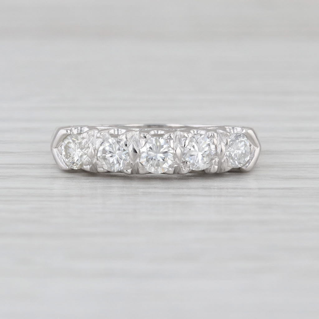 0.74ctw Diamond Anniversary Band 14k White Gold Wedding Ring Size 9 Stackable