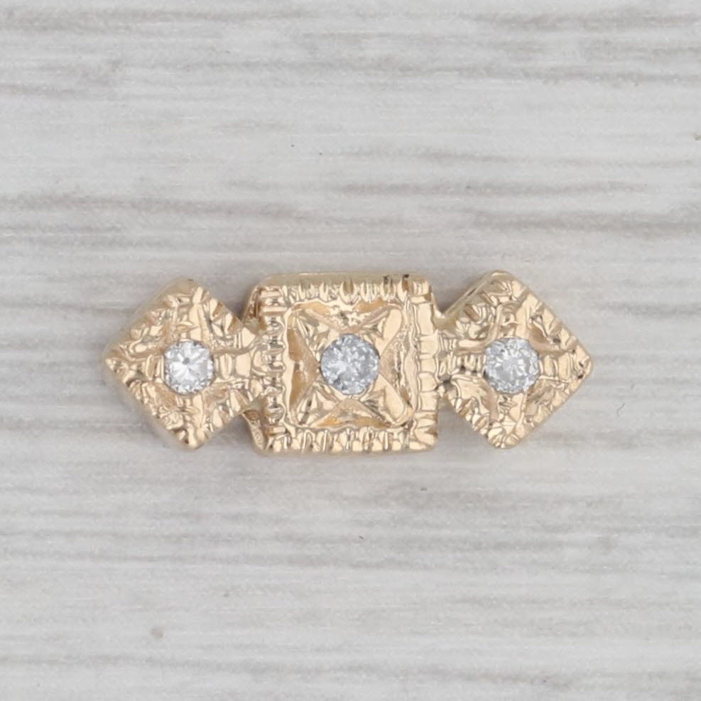 Gray Vintage Richard Klein Diamond Slide Bracelet Charm Spacer 14k Yellow Gold