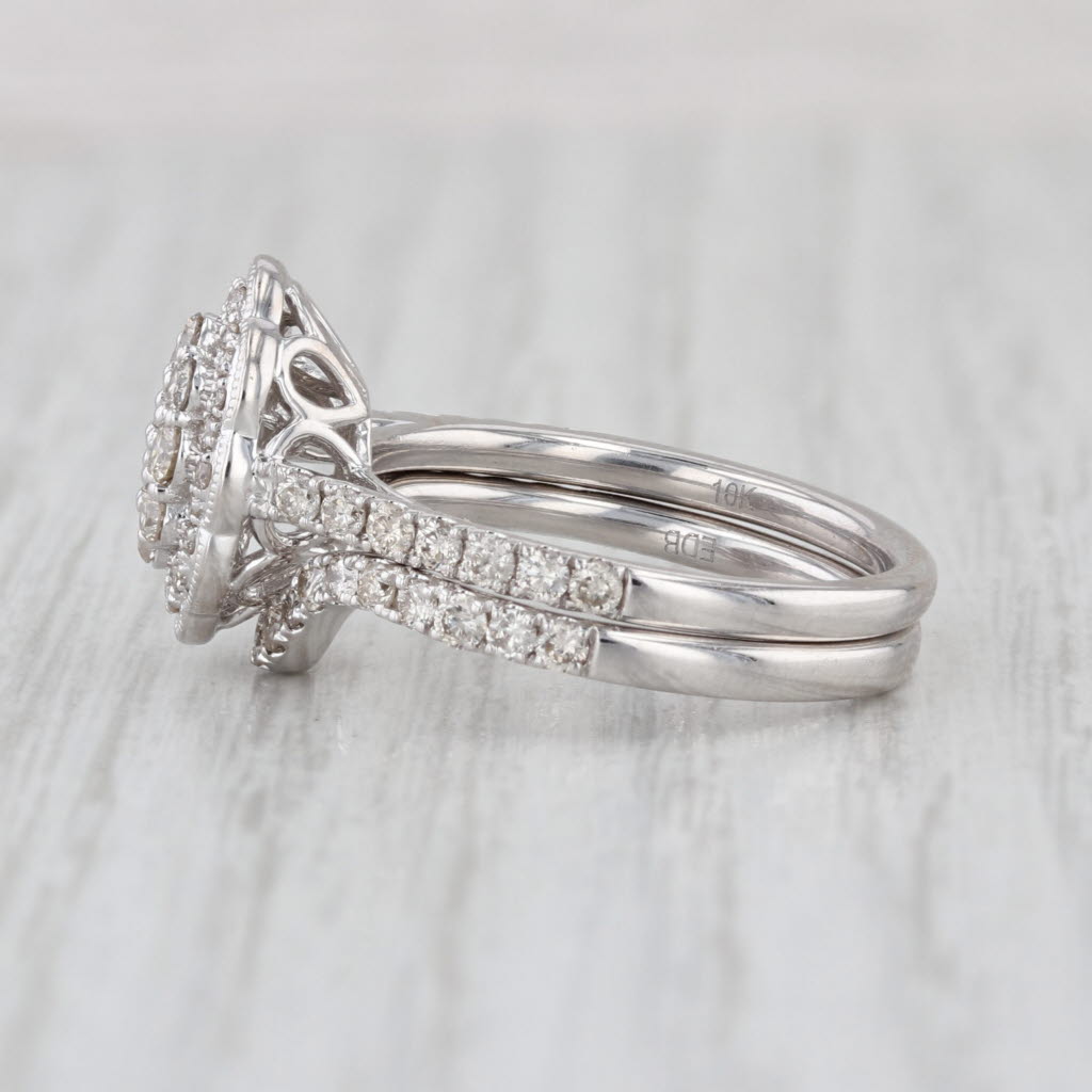 Vintage Bridal 1ctw Diamond Halo Engagement Ring Wedding Band 10k Gold Size 7