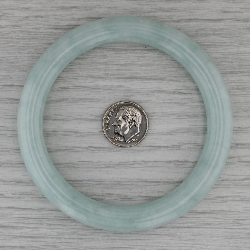 Green Jadeite Jade Bangle Bracelet 7.75” 9.8mm Stackable Statement
