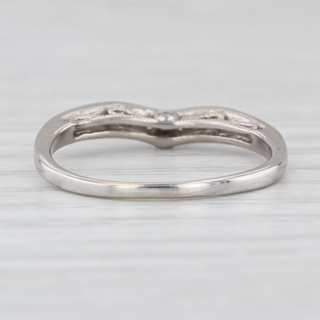 0.12ctw Contoured Diamond Wedding Band 14k White Gold Size 8.5 Stackable Ring