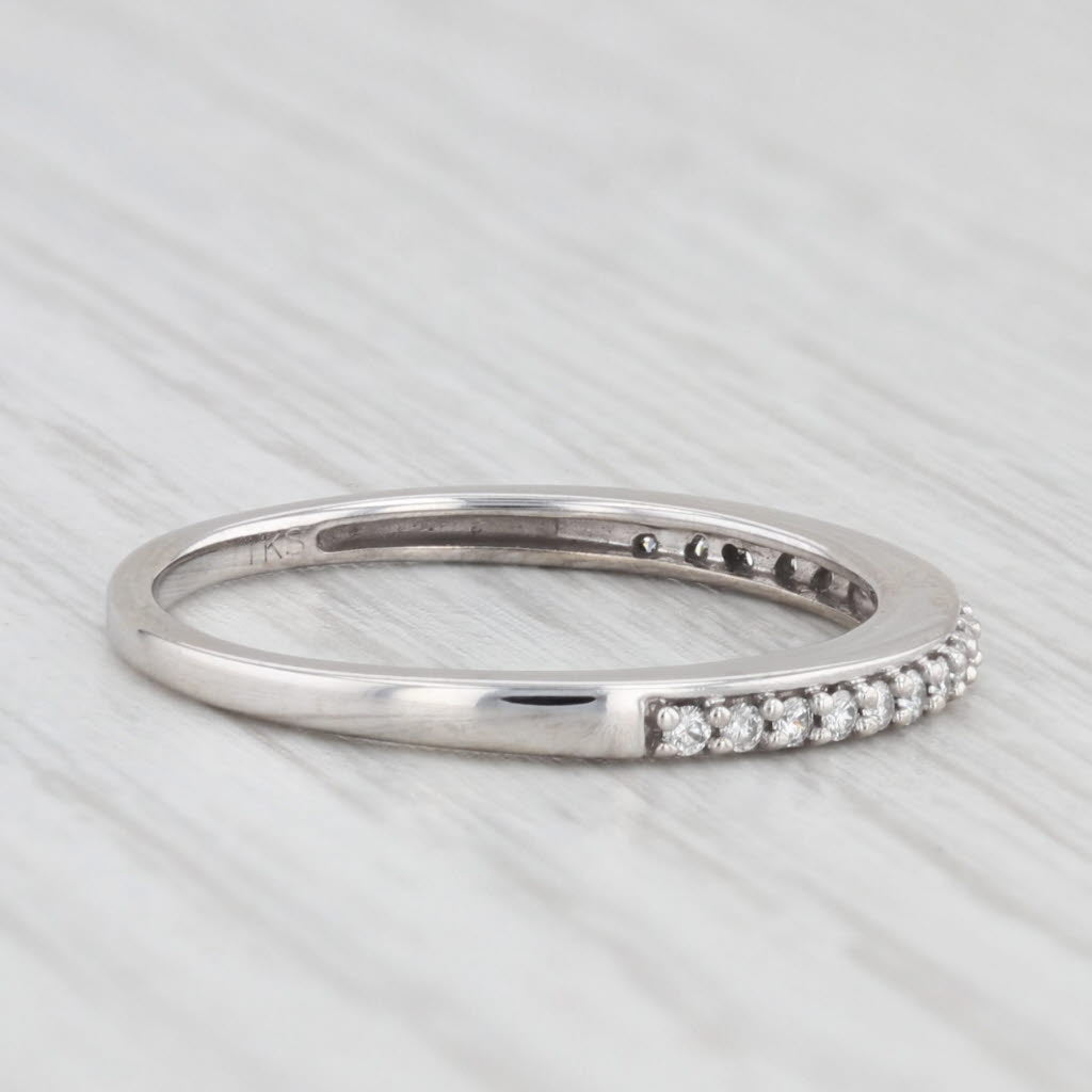 Light Gray 0.14ctw Diamond Wedding Band 10k White Gold Stackable Anniversary Ring