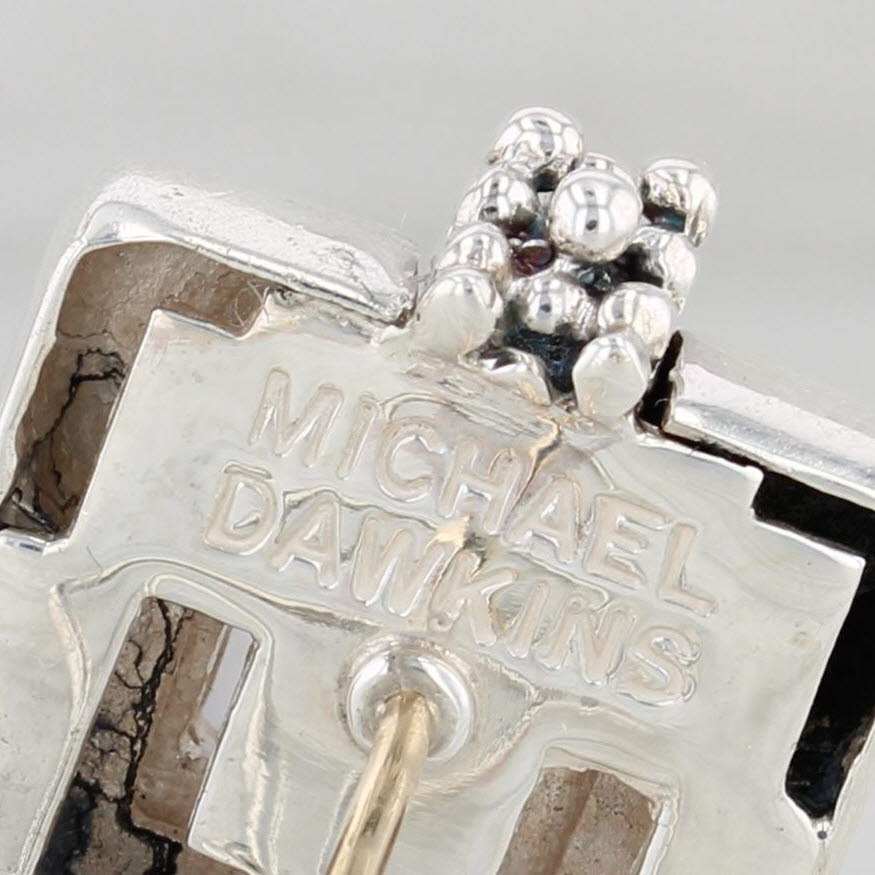 Light Gray Michael Dawkins Chalcedony Earrings Sterling Silver 14k Gold Pierced Omega Backs