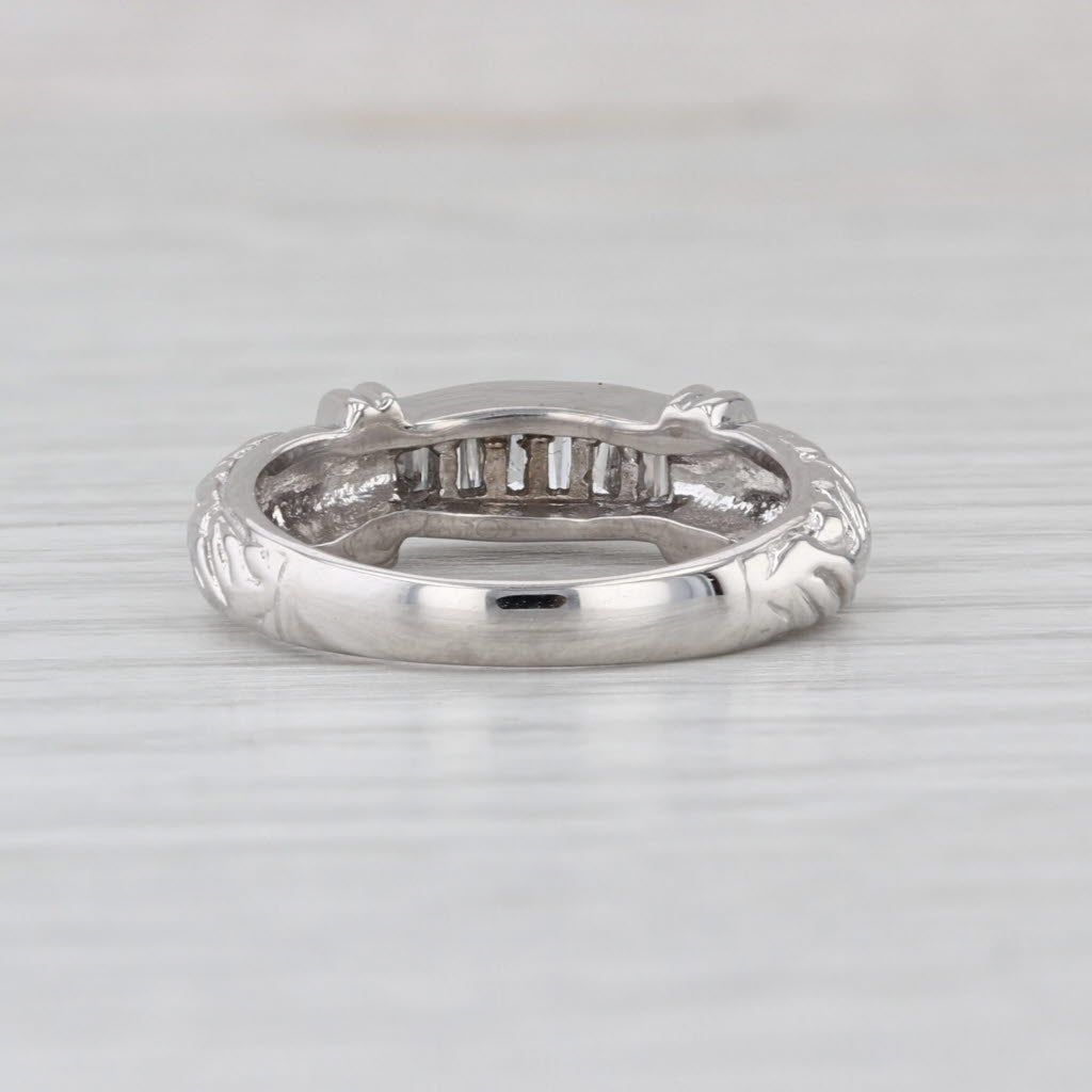 0.25ctw Diamond Wedding Ring 14k White Gold Floral Stackable Annivesary Band
