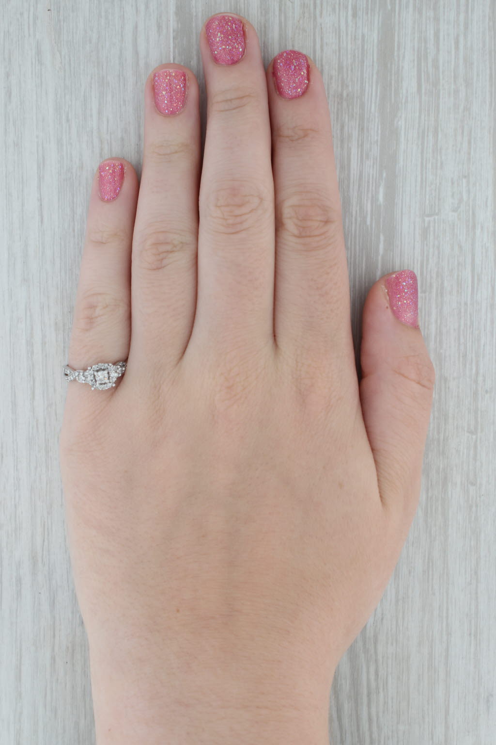 Dark Gray 0.40ctw Diamond Halo Engagement Ring 10k White Gold Size 7