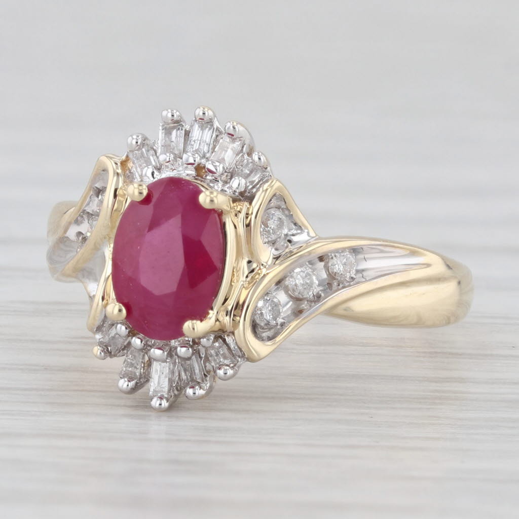 Light Gray 1.08ctw Oval Ruby Diamond Ring 10k Yellow Gold Size 5.5