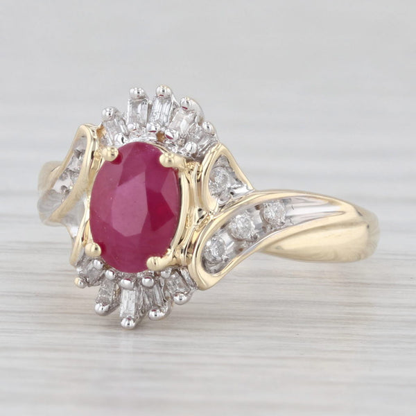 1.08ctw Oval Ruby Diamond Ring 10k Yellow Gold Size 5.5