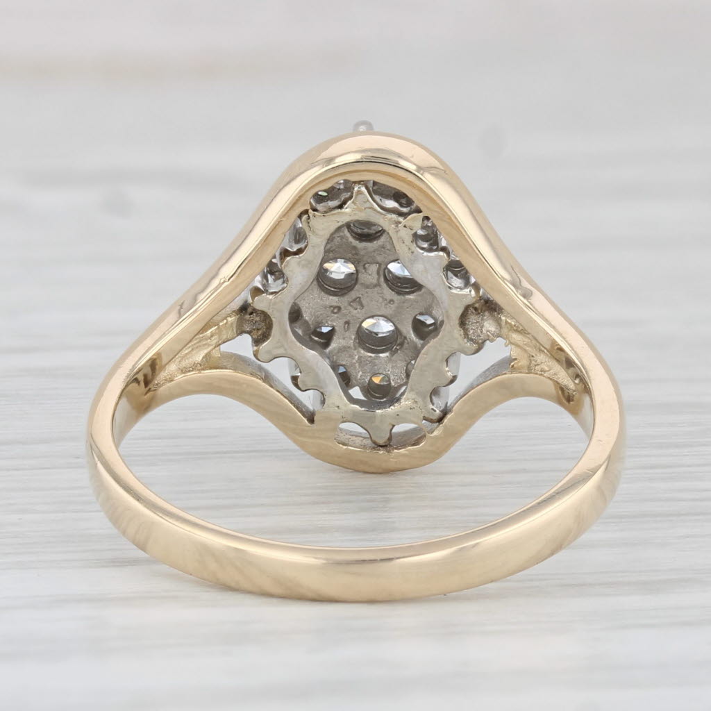 Light Gray 0.41ctw Diamond Cluster Ring 14k Yellow Gold Engagement Size 7