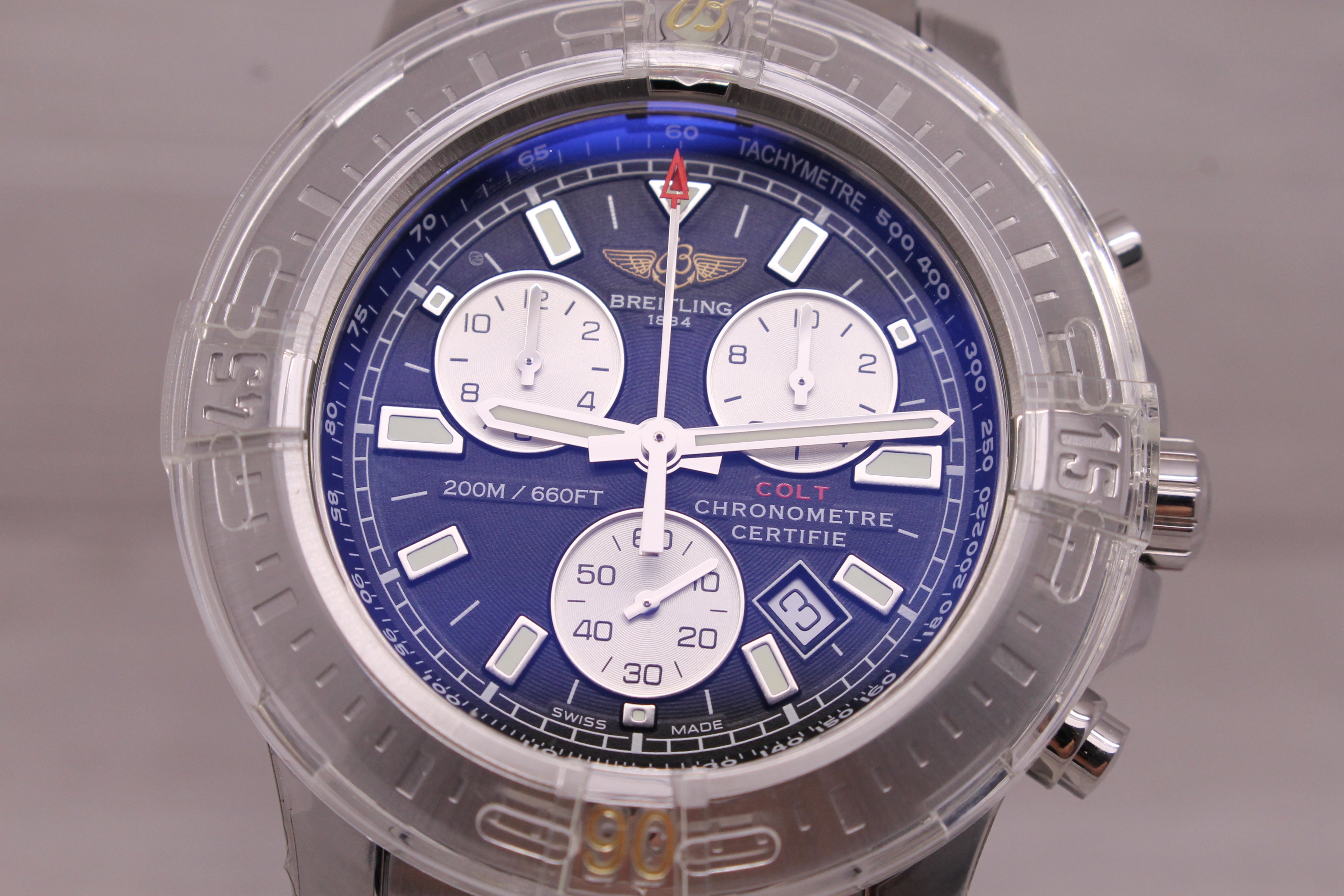 Breitling Colt A73388 Mens 43mm Steel Quartz Chronograph Watch w Box UNWORN NOS