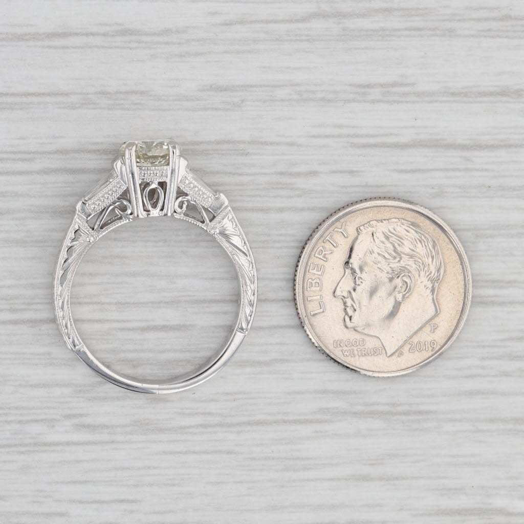 Light Gray 1.15ctw Round Diamond Engagement Ring 18k Gold Platinum Size 6 Simon G GIA