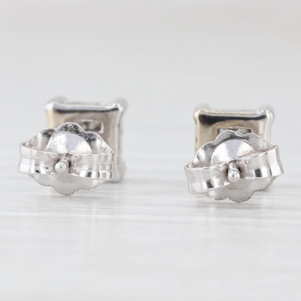Light Gray 0.16ctw Princess Diamond Stud Earrings 14k White Gold Solitaire Studs