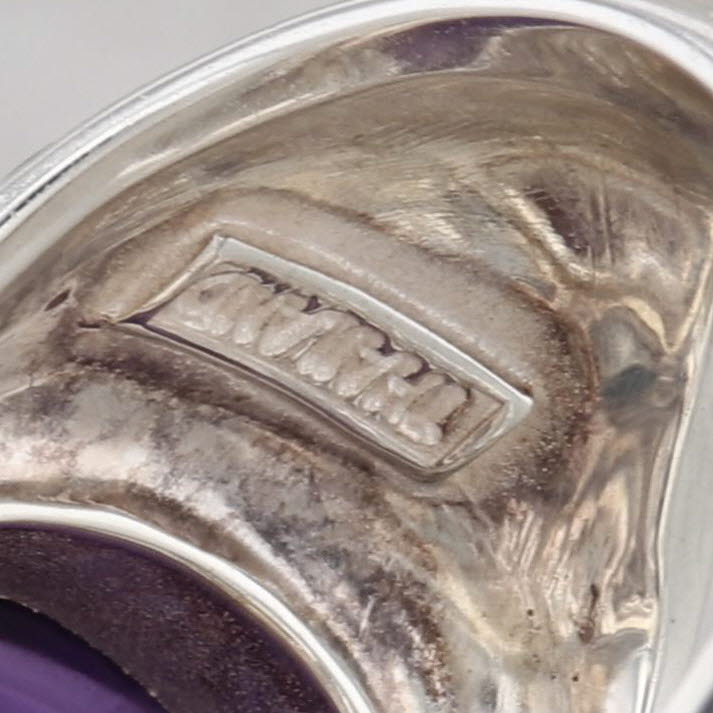 Amethyst Cabochon Marcasite Ring Sterling Silver Size 6 Statement