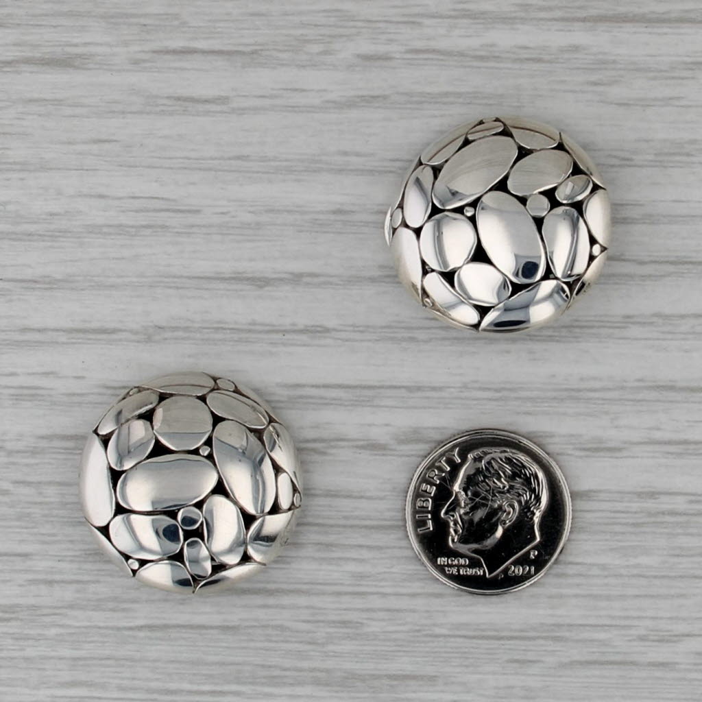 John Hardy Kali Earrings Sterling Silver Clip On Omega Back Statement