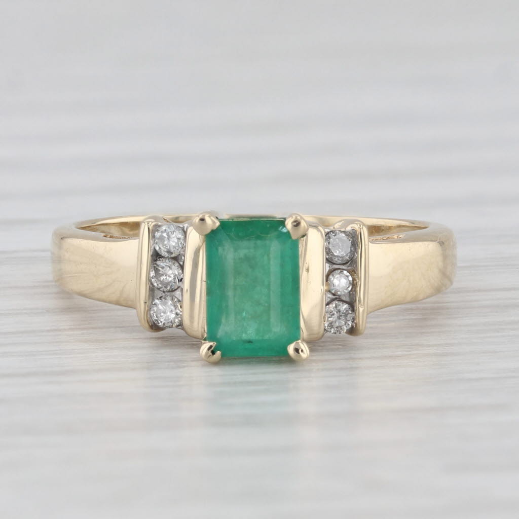 Light Gray 0.68ctw Emerald Diamond Ring 14k Yellow Gold Size 5.75