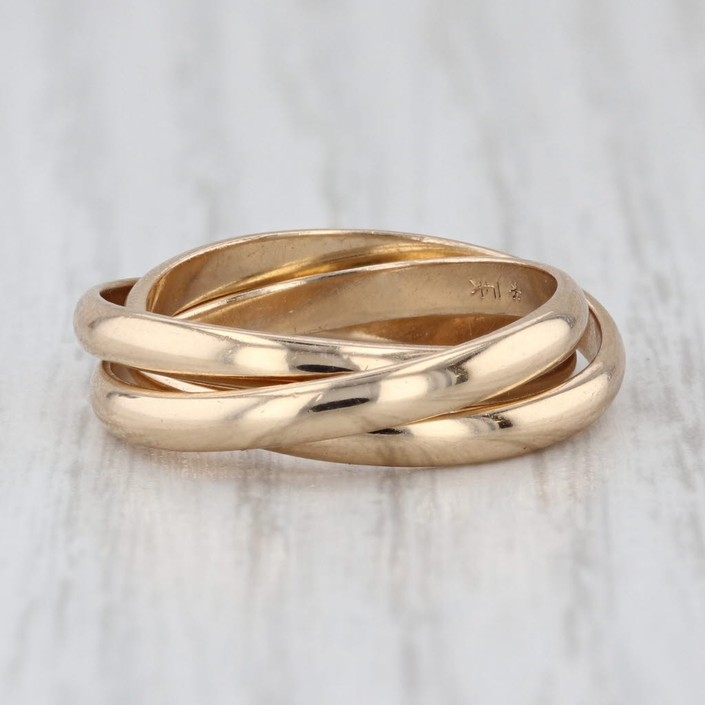 3 Interlocking Bands Puzzle Rolling Ring 14k Yellow Gold