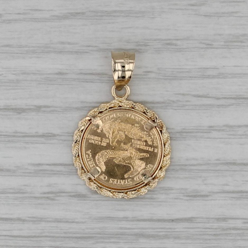 2006 Gold American Eagle Coin Pendant 14k 22k 1/10oz 5 Dollar Walking Liberty