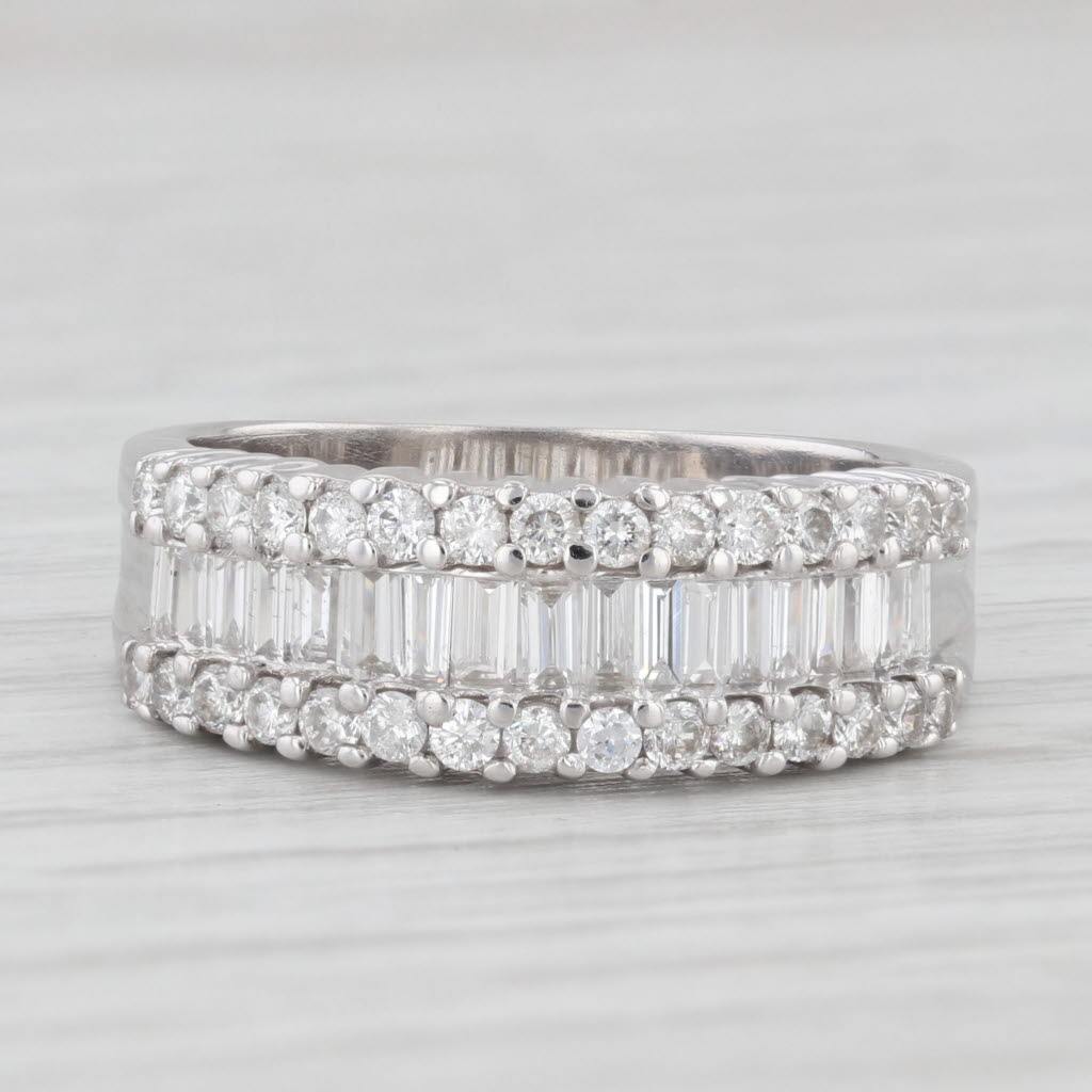 Light Gray 1.10ctw Diamond Ring 14k White Gold Size 7 Wedding Anniversary Stackable Band