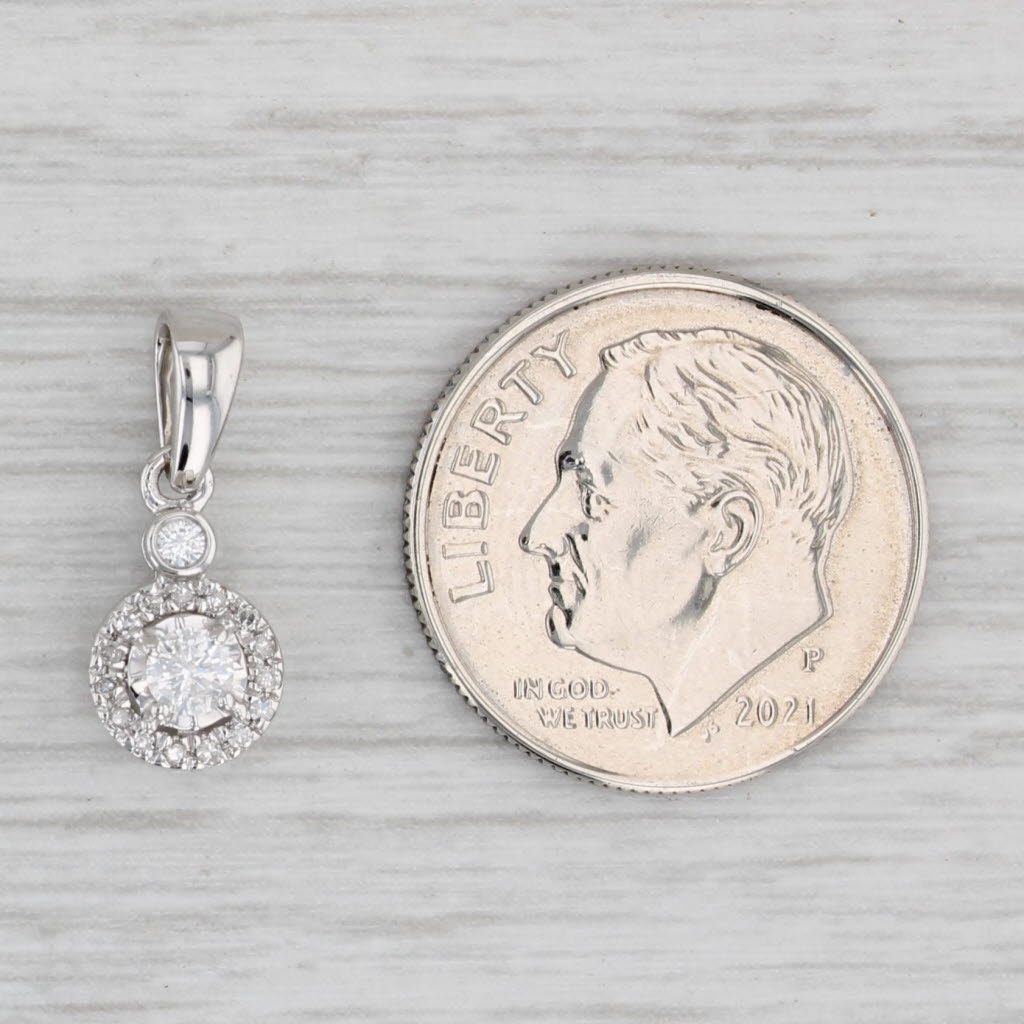 Light Gray 0.15ctw Small Round Diamond Halo Pendant 14k White Gold