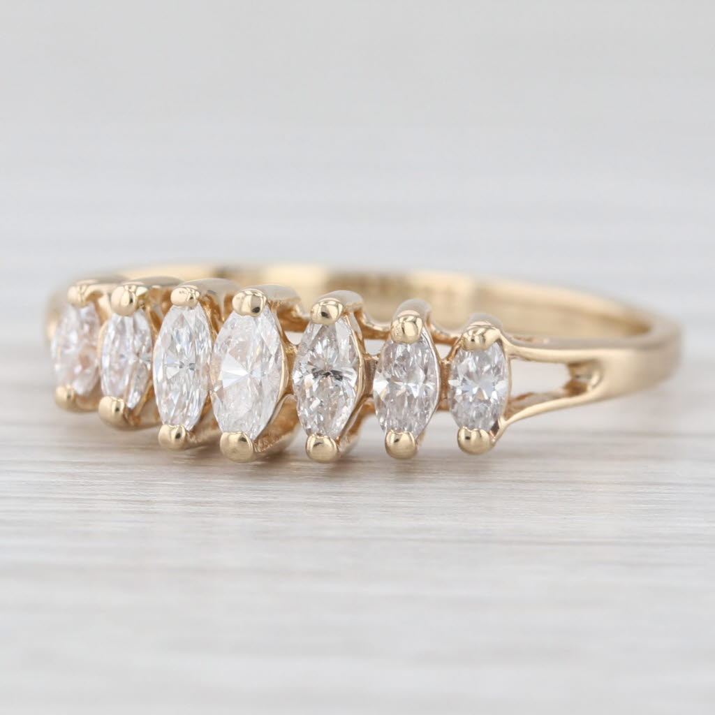 Light Gray 0.49ctw Diamond Rooftop Tiered Pyramid Ring 14k Yellow Gold Stackable Size 8.75