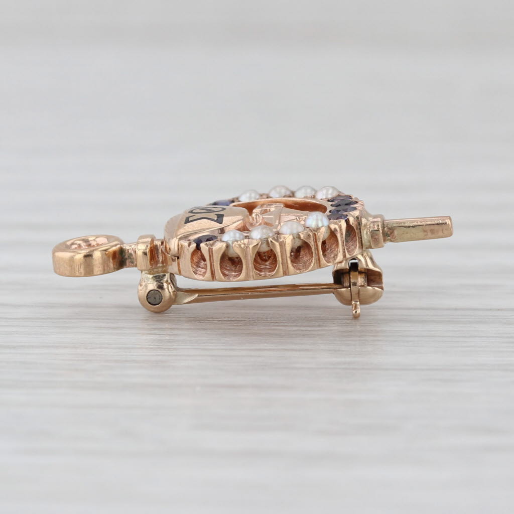 Sigma Theta Tau Lamp Badge 10k Gold Pearl Lab Created Spinel Nursing Society Pin
