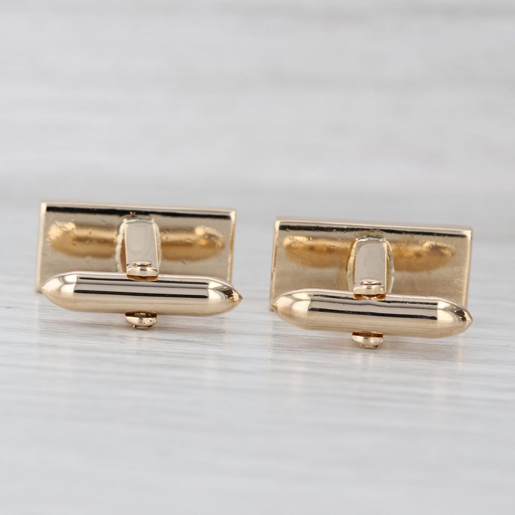 Cartier Engravable Gold Bar Cufflinks 14k Yellow Gold Folding Bar Backs