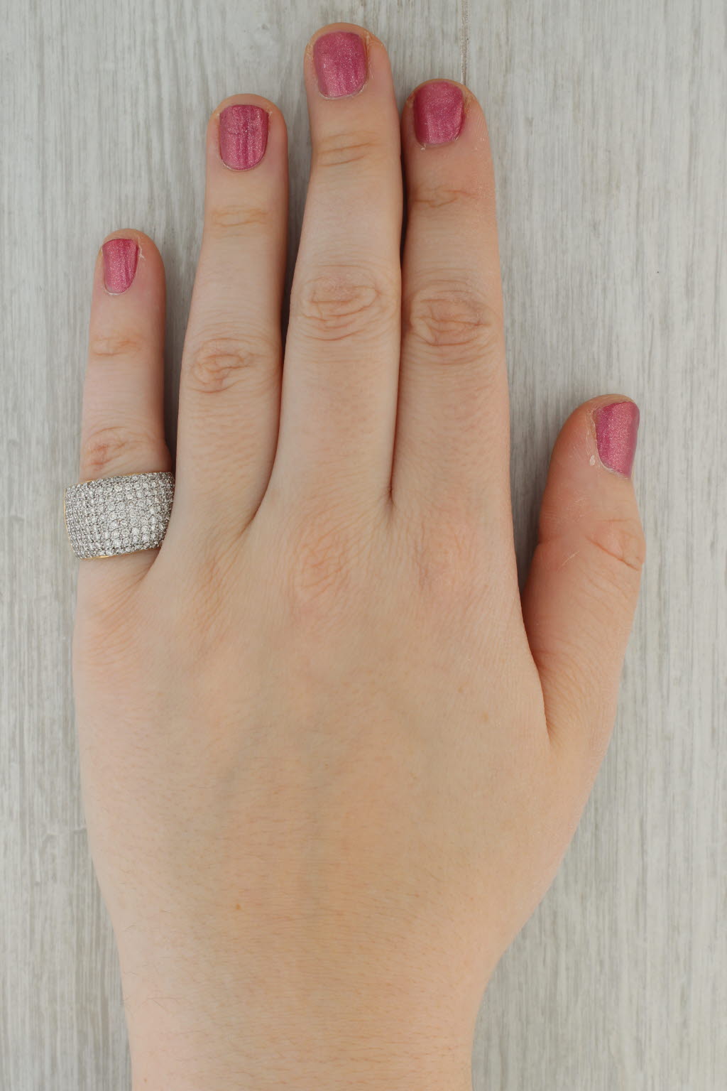 Rosy Brown 1.40ctw Pave Diamond Ring 14k Yellow Gold Size 7.25 Cocktail