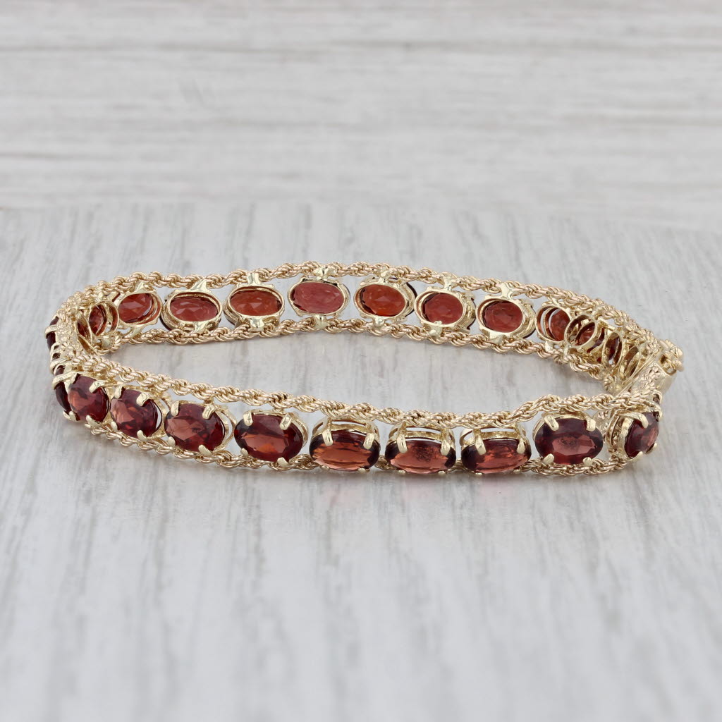 Gray 13ctw Red Garnet Tennis Bracelet 14k Yellow Gold 7" 7mm