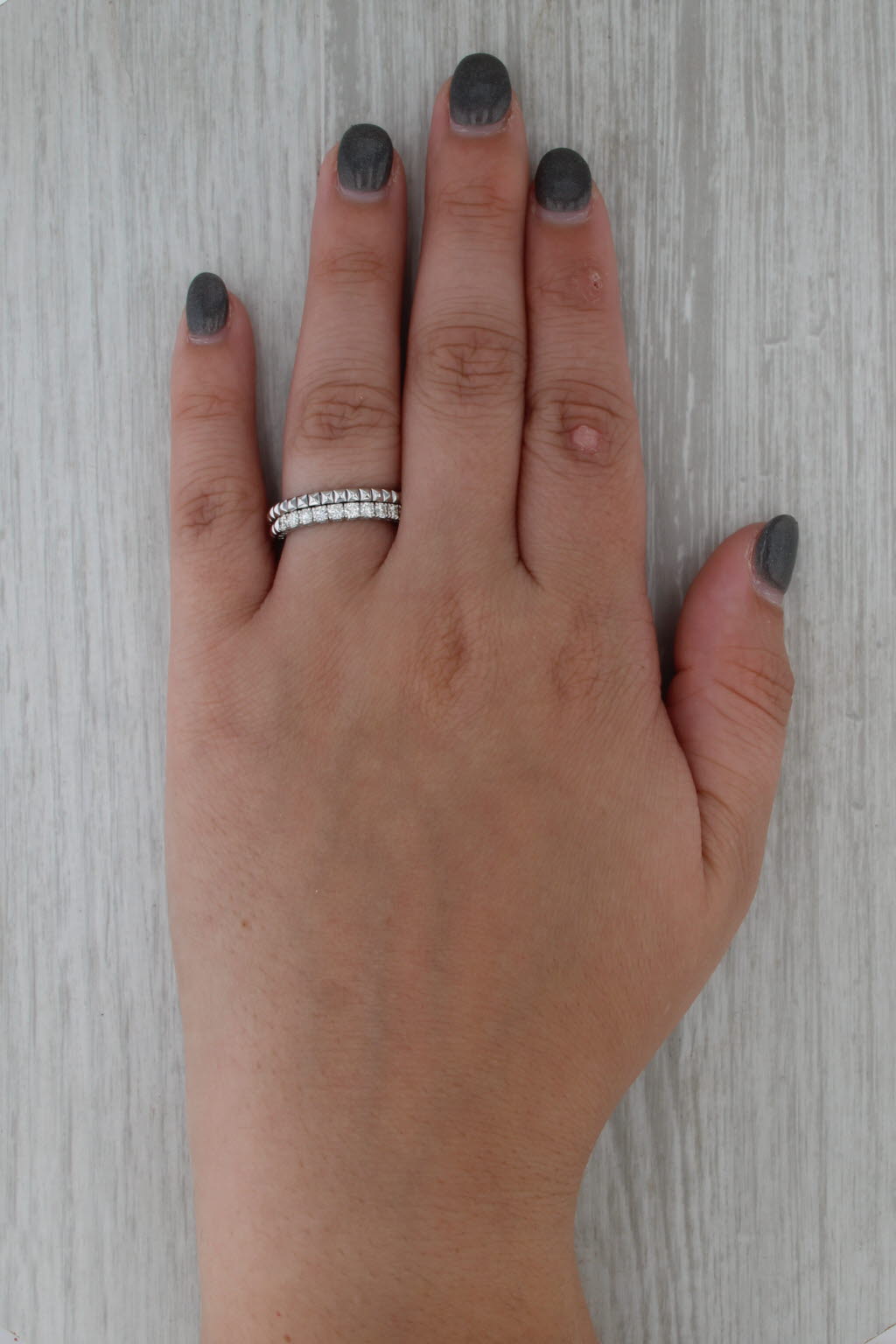 New 0.50ctw Diamond Bypass Wedding Band 14k White Gold Stackable Adjustable Ring