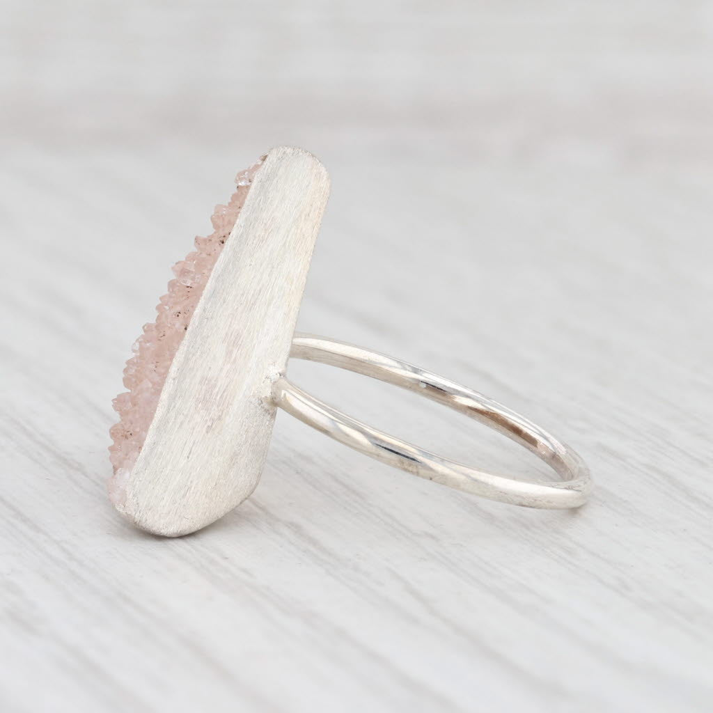New Nina Wynn Trio Sand Druzy Quartz Ring Sterling Silver Size 7.25 Statement