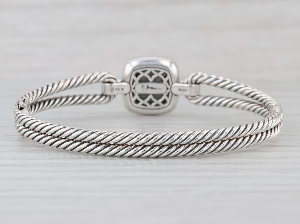 David Yurman 0.70ctw Diamond Albio Cable Bangle Bracelet Sterling Silver 6.5"