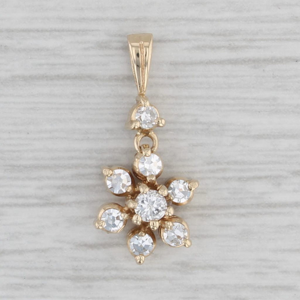 Gray 0.26ctw Diamond Cluster Flower Pendant 14k Yellow Gold Charm