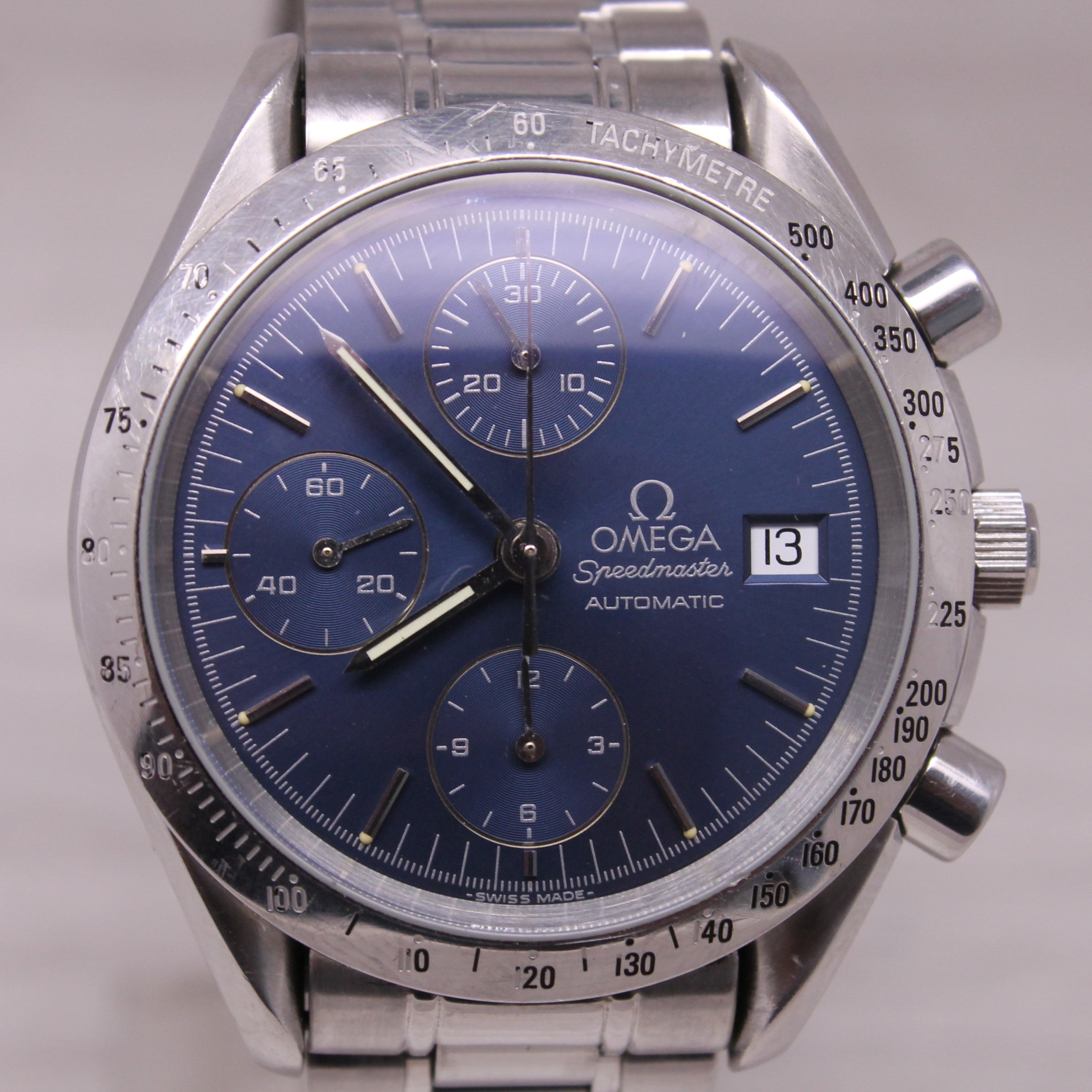 Omega Speedmaster Steel 39mm Automatic Watch Swiss Chronograph Date Blue 3511.80