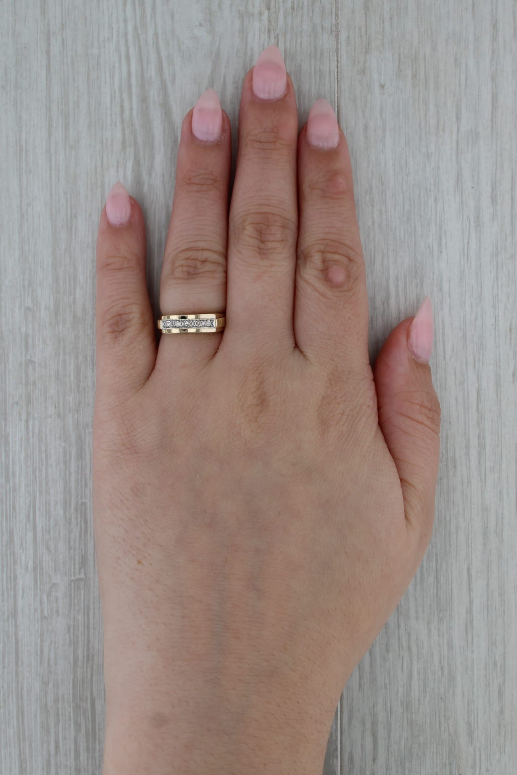 0.10ctw Diamond Ring 14k Yellow Gold Size 6 Stackable Wedding Band