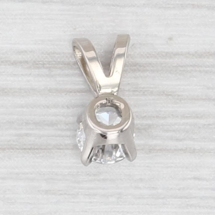 Light Gray New 0.25ct VS2 Round Solitaire Small Drop Pendant 14k White Gold
