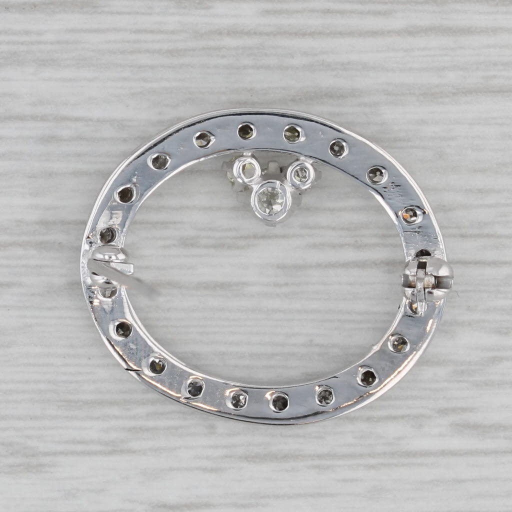 Gray 0.47ctw Diamond Open Oval Brooch 12k White Gold Pin