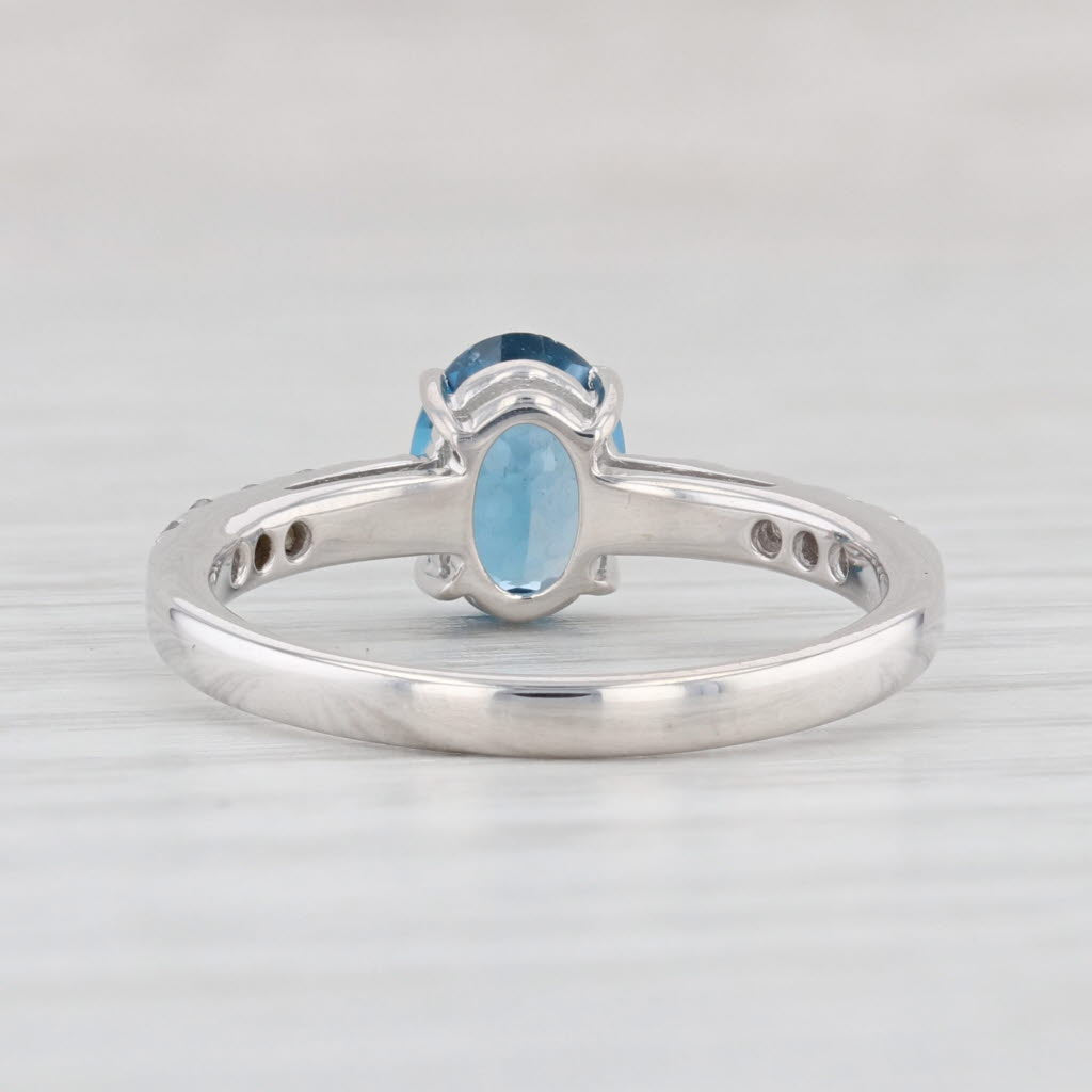 Light Gray 1.73ctw Oval London Blue Sapphire Diamond Ring 14k White Gold Sz 7.5 Engagement