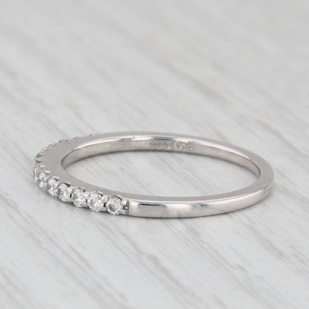 Light Gray 0.20ctw Diamond Wedding Band 14k White Gold Size 6.75 Stackable Band