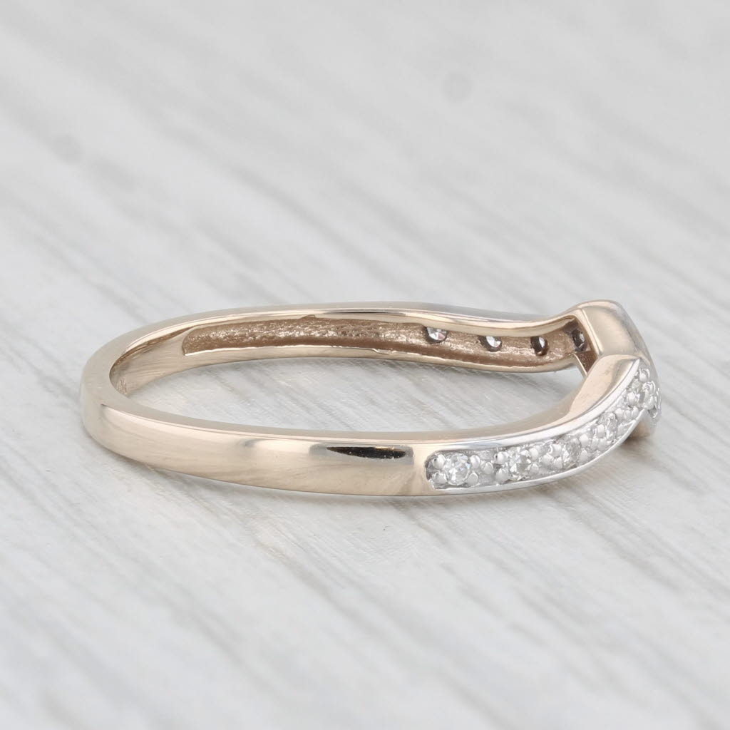 Light Gray Contoured Diamond Wedding Band 10k Yellow Gold Size 7 Guard Stackable