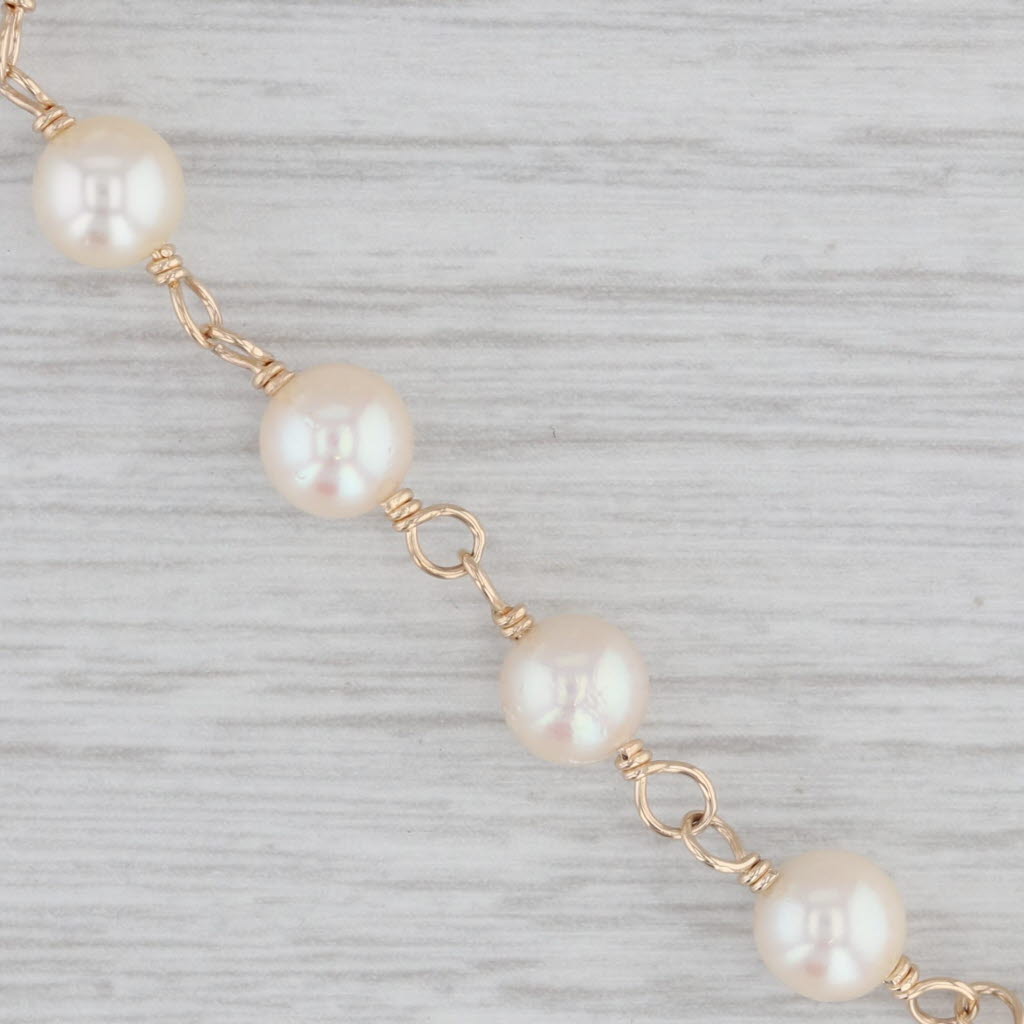 Gray Cultured Pearl Chain Bracelet 14k Yellow Gold 7.5"