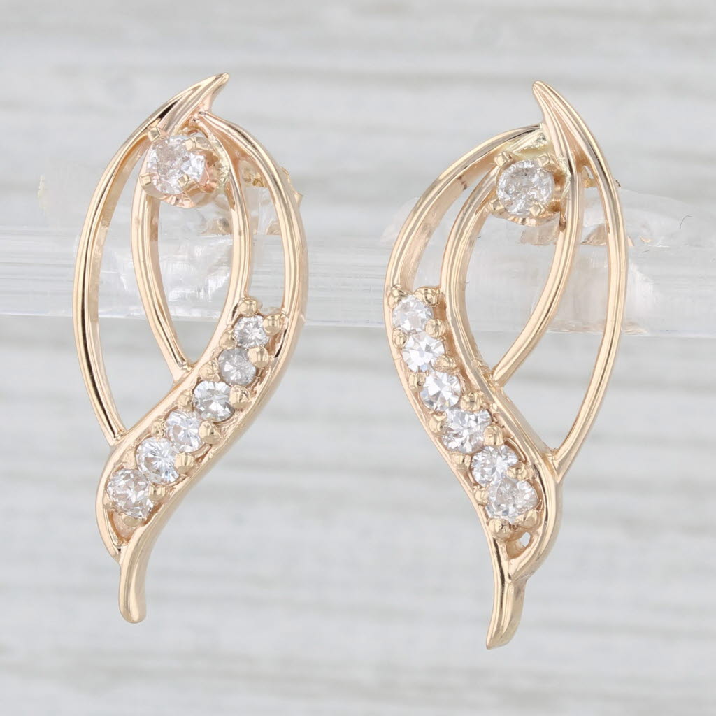 Light Gray 0.52ctw Diamond Teardrop Earrings 14k Yellow Gold