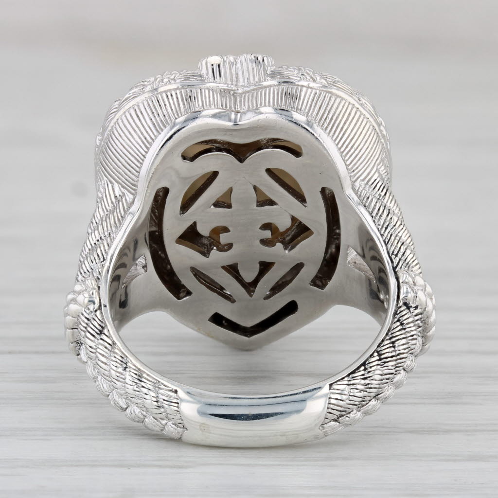 Gray Judith Ripka Faux Pearl Heart Ring Sterling Silver Cubic Zirconia Sz 7 Statement