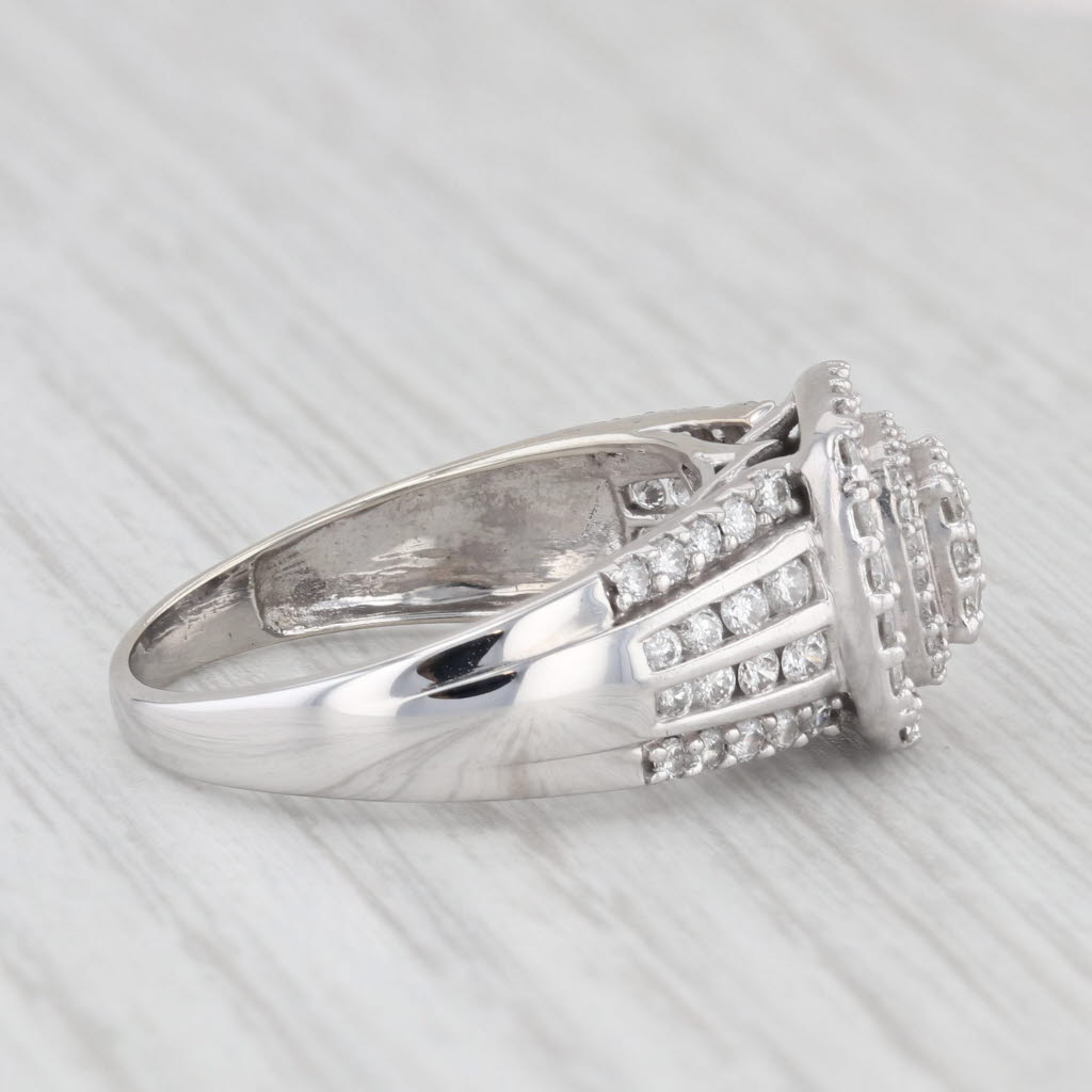 Light Gray 1ctw Round Diamond Halo Engagement Ring 10k White Gold Size 8