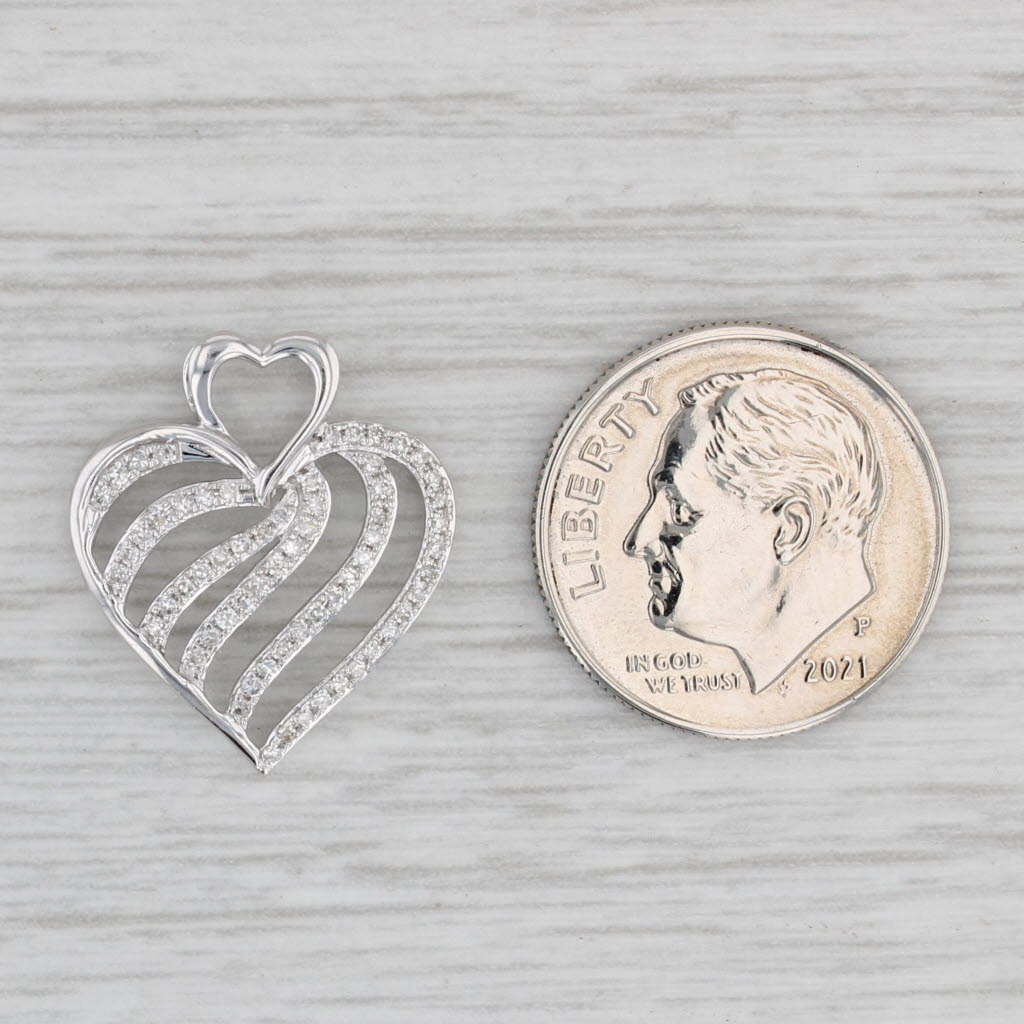 Gray 0.16ctw Diamond Heart Pendant 10k White Gold