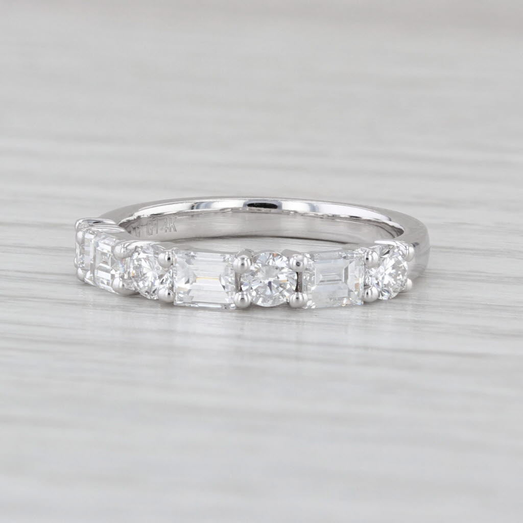 New 1.14ctw Lab Grown Diamond Wedding Band 14k White Gold S 4.75 Stackable Ring