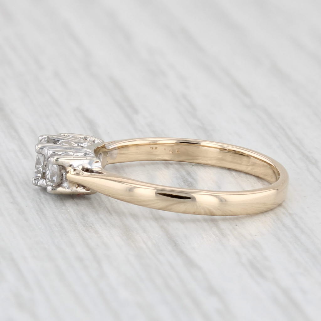 Light Gray 0.47ctw 3-Stone Diamond Engagement Ring 14k Gold Size 5 Round Brilliant