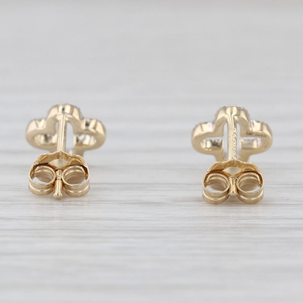 0.10ctw Diamond Clover Cross Stud Earrings 14k Yellow Gold Studs