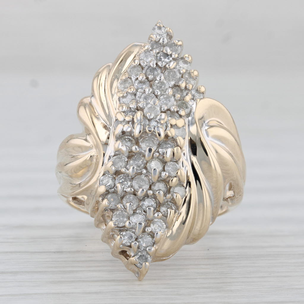 Gray 0.75ctw Diamond Cluster Ring 10k Yellow Gold Size 7 Cocktail