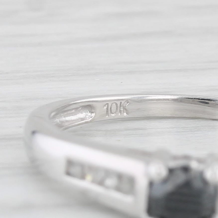 Light Gray 0.33ctw Black White Diamond Ring 10k White Gold Size 7.25 Engagement