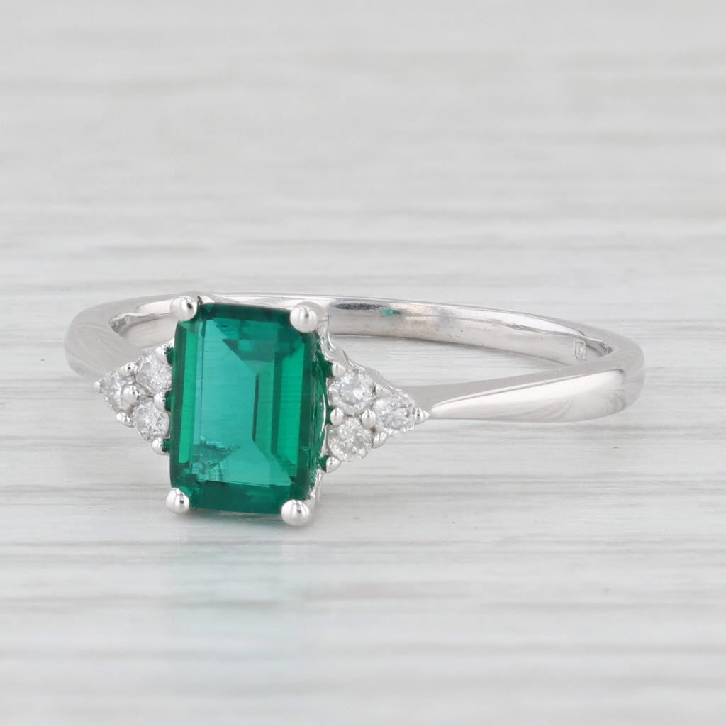 Light Gray 0.81 ctw Emerald Diamond 10K White Gold Ring Size 7 Engagement