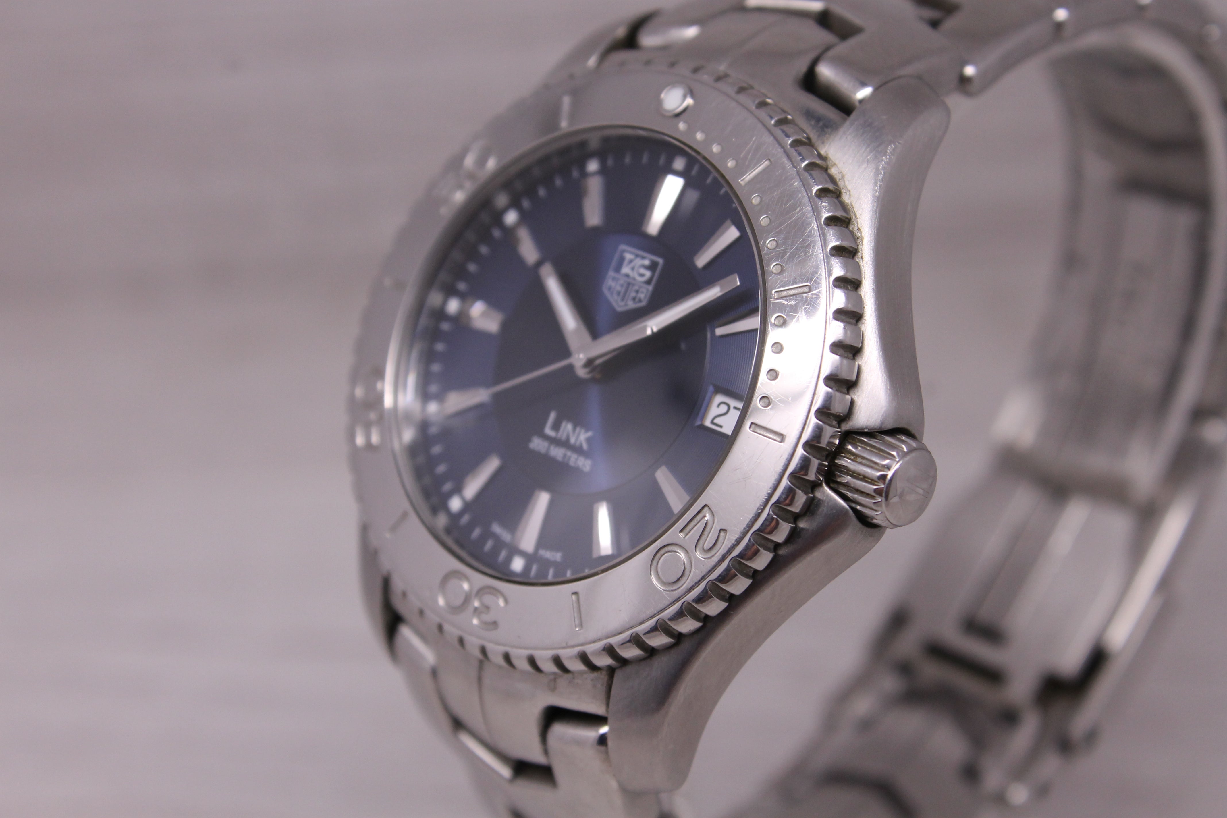 TAG Heuer Link Mens Blue Dial Watch 39mm WJ1112-0 Stainless Swiss Quartz Date